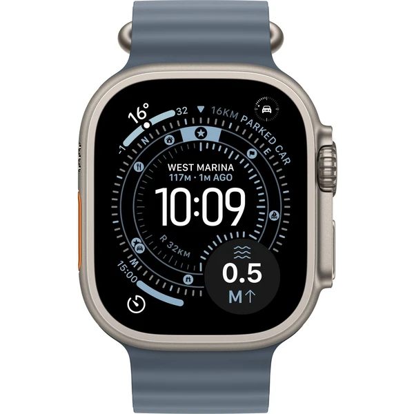 Apple Watch Ultra 3 (2025) 49mm Prírodný titán s oceľovo modrým oceánskym remienkom - Inteligentné hodinky - Obrázok QAQH000K01