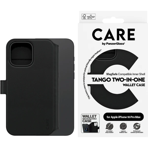 PanzerGlass® CARE puzdro Apple iPhone 16 Pro Max MagSafe Wallet 2v1 čierny - Puzdra - Obrázok QB08000P01