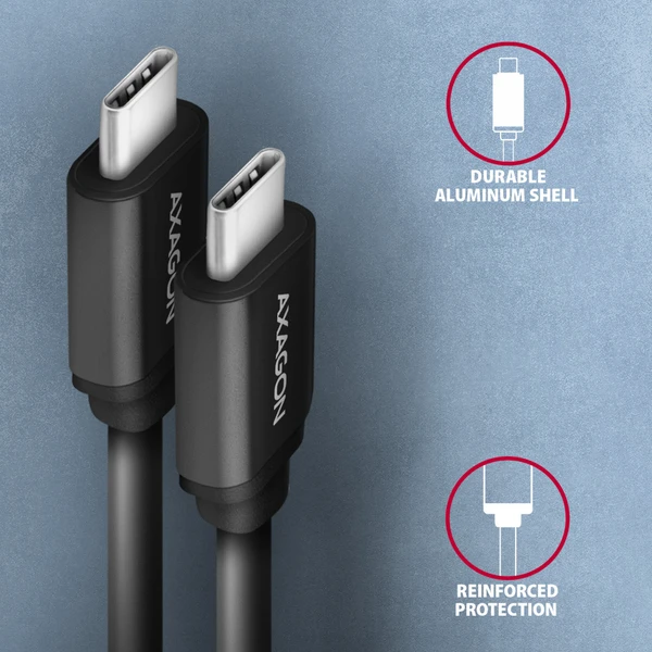AXAGON BUCM-CM10TB TWISTER USB-C/USB-C napájací kábel 60W 0,6m čierny - Káble a redukcie - Obrázok QBD0700301