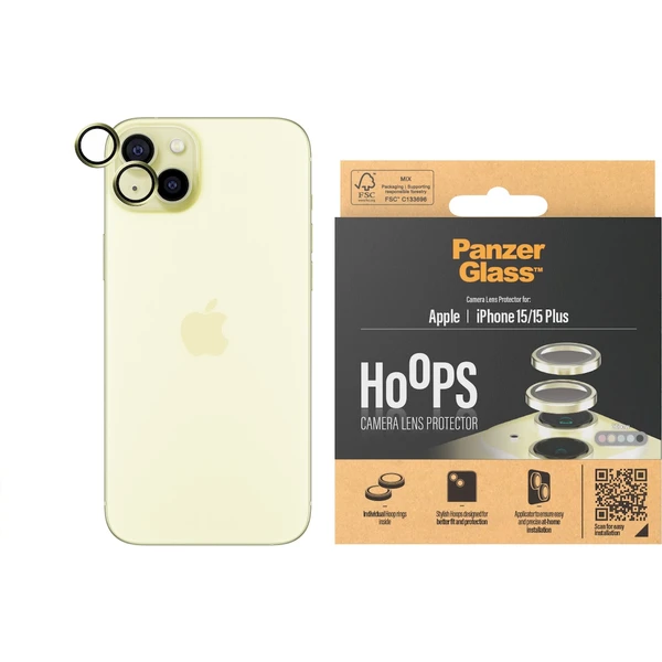 PanzerGlass HoOps ochranné krúžky Apple iPhone 15/15 Plus - žltý hliník - Ochranné fólie a sklo - Obrázok QBD1000O01