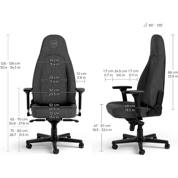 noblechairs ICON TX látková herná stolička čierna - Stoličky - Obrázok QBUA000J01