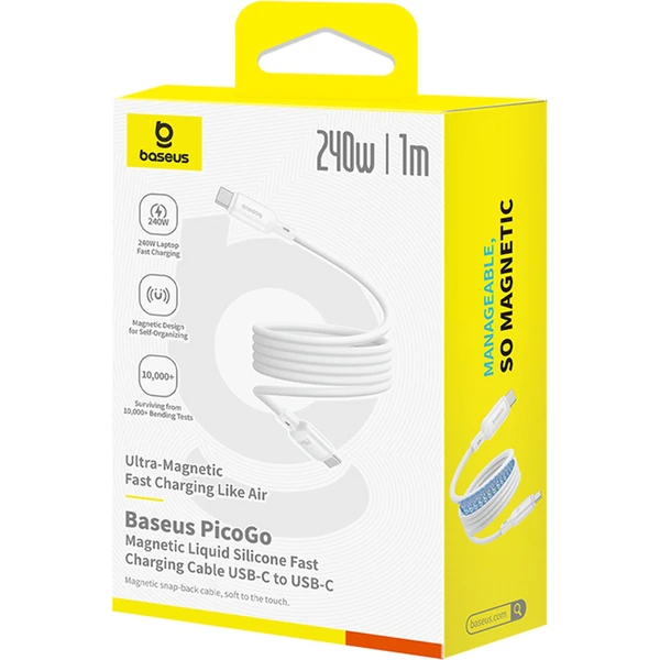 Dátový kábel Baseus PicoGo magnetic USB-C/USB-C 1m 240W biely - Káble - Obrázok QCGE000L01
