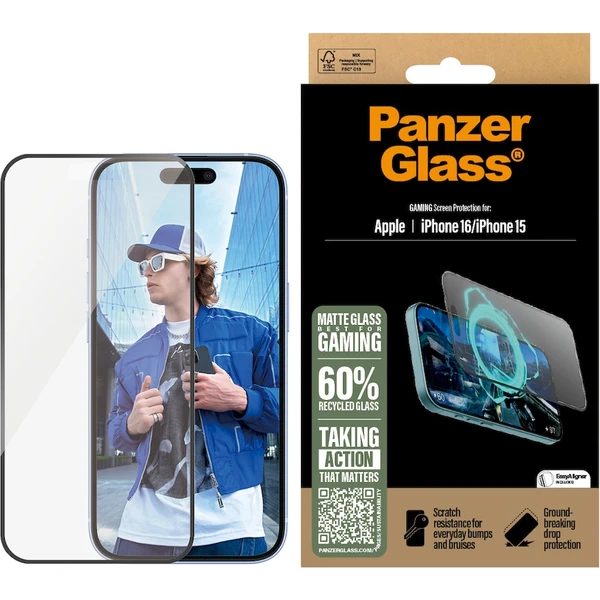 PanzerGlass® Gaming sklo pre hráčov Apple iPhone 16/15 - Ochranné fólie a sklo - Obrázok QD08000P01
