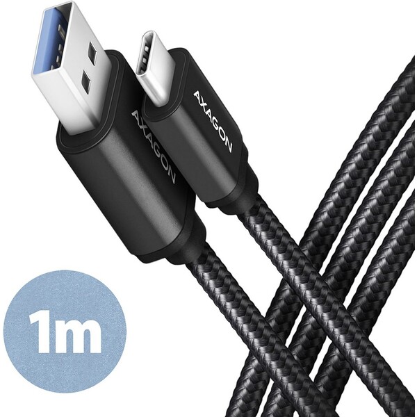 E-shop AXAGON USB-C/USB-A napájací kábel 1m čierny