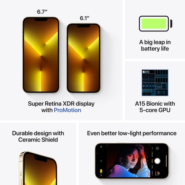 Apple iPhone 13 Pro 256GB zlatý (Kategória C) - Mobilné telefóny - Obrázok QEBS600301