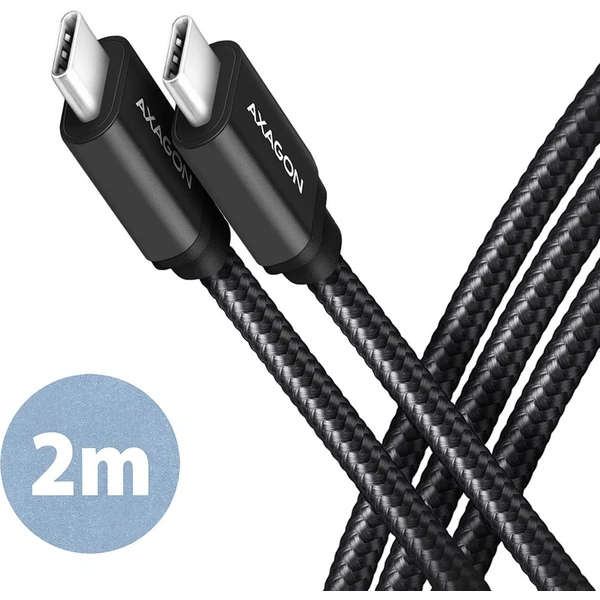 AXAGON USB-C/USB-C napájací kábel 60W 2m čierny - Káble a redukcie - Hlavný obrázok