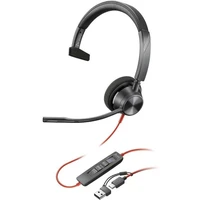 Poly Blackwire 3315 Monaural Microsoft Teams Certified USB-C Headset +3.5mm Plug + USB-C/A Adapter - Slúchadlá