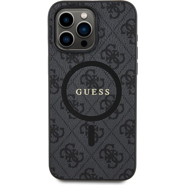 Guess PU Leather 4G Colored Ring MagSafe kryt iPhone 15 Pro Max čierny - Puzdra - Obrázok QF72000N01