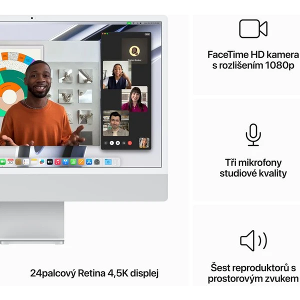 CTO Apple iMac 24" (2023) / 16GB / Mouse / CZ KLV / strieborný / Stojan / 256GB SSD / Bez ethernetu - All-in-one - Obrázok QFZF000G01