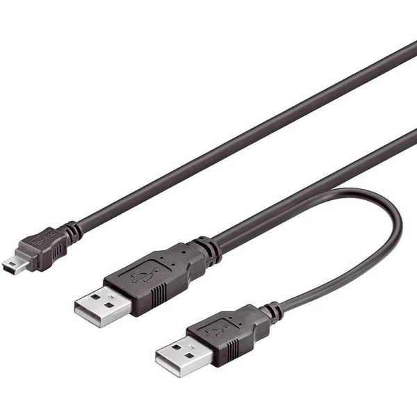 PremiumCord MiniUSB-B/USB-A napájací predlžovací kábel čierny - Káble a redukcie - Hlavný obrázok