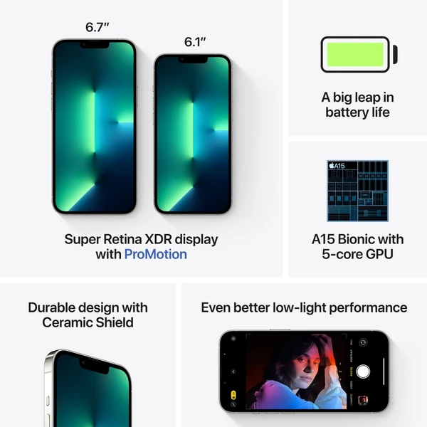 Apple iPhone 13 Pro Max 256GB strieborný (Kategória B) - Mobilné telefóny - Obrázok QHBS600301