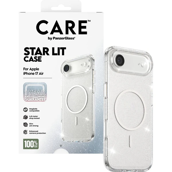 PanzerGlass® CARE Star Lit kryt s MagSafe Apple iPhone Air trblietavý/biely - Puzdra - Obrázok QPDH000K01