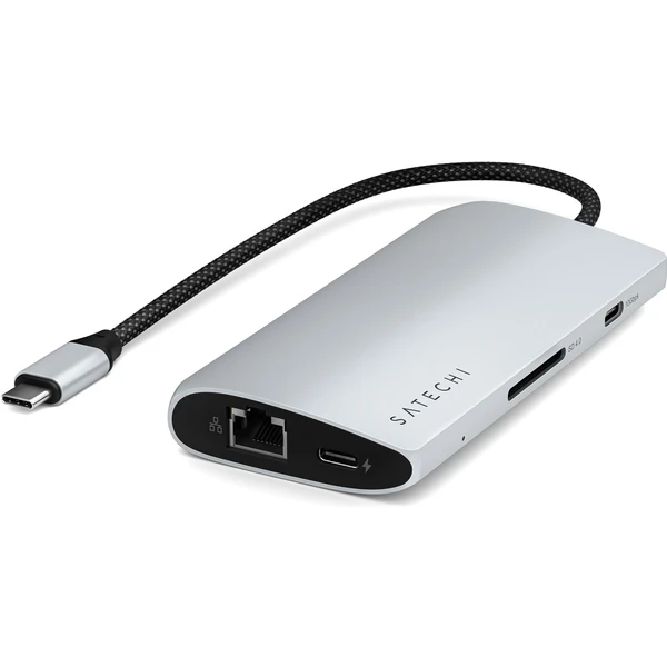 Satechi USB-C viacportový adaptér 8K s Ethernet V3 strieborný - USB huby - Obrázok QPX5000O01