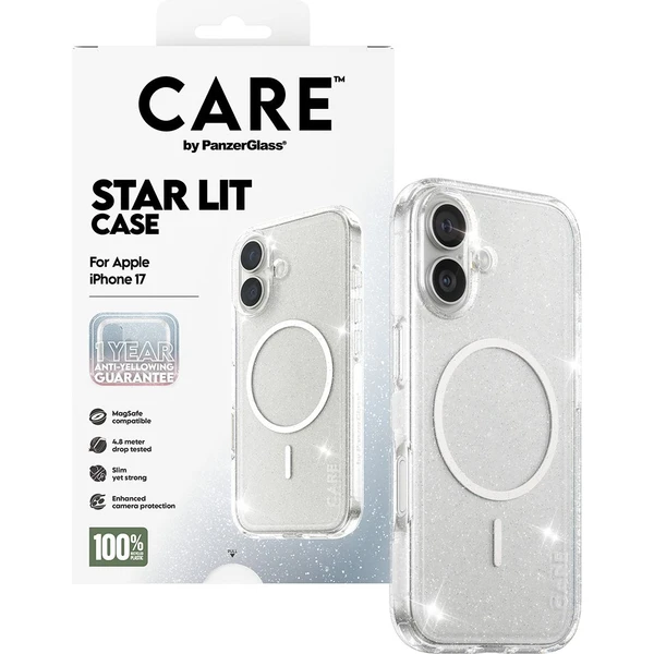 PanzerGlass® CARE Star Lit kryt s MagSafe Apple iPhone 17 trblietavý/biely - Puzdra - Obrázok QQDH000K01