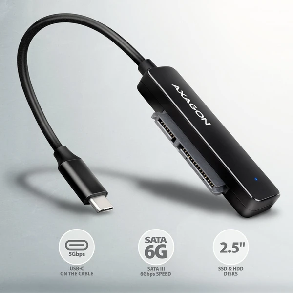 AXAGON ADSA-FP2C SLIM USB-C adaptér pre SATA 6G - Externé boxy - Obrázok QQS6000701