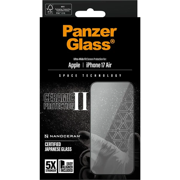 PanzerGlass® Ceramic II sklo Apple iPhone Air s inštalačným rámčekom - Ochranné fólie a sklo - Obrázok QSEH000K01