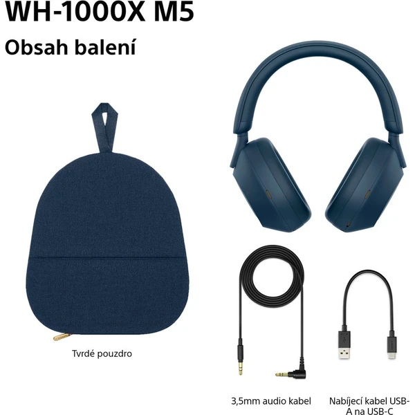 Sony WH-1000XM5 bezdrôtové slúchadlá modrá - Slúchadlá - Obrázok QT2H000K01