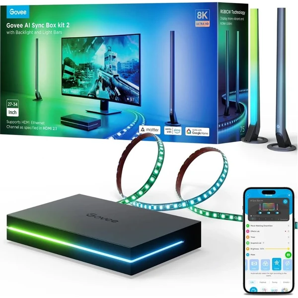 Govee AI Sync Box Kit 2 Smart sada PC osvetlenie 27-34" + LED panely - Inteligentné osvetlenie - Hlavný obrázok