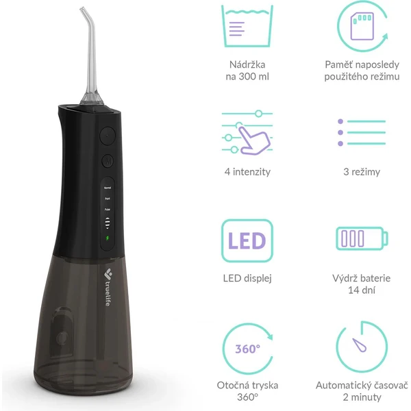 TrueLife AquaFloss Compact L100 ústna sprcha čierna - Ústne sprchy - Obrázok QUUL000K01