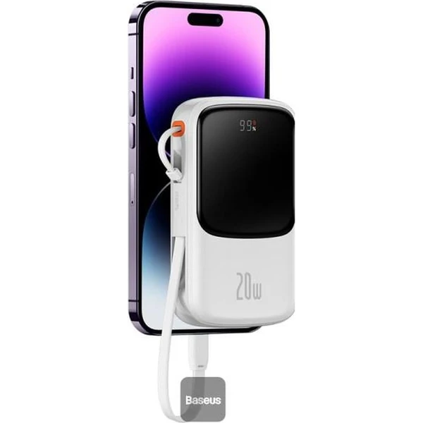 Baseus Qpow Pro 10000mAh, 20W, s káblom Lightning biela - Powerbanky - Obrázok QVHL000K01
