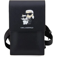 Karl Lagerfeld Saffiano Metal Logo NFT peňaženka taška púzdro čierne - Popruhy a crossbody