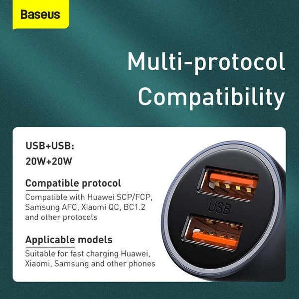 Baseus Golden Contactor Pro 40W USB-C nabíjačka do auta šedá - Nabíjačky - Obrázok QXTL000K01