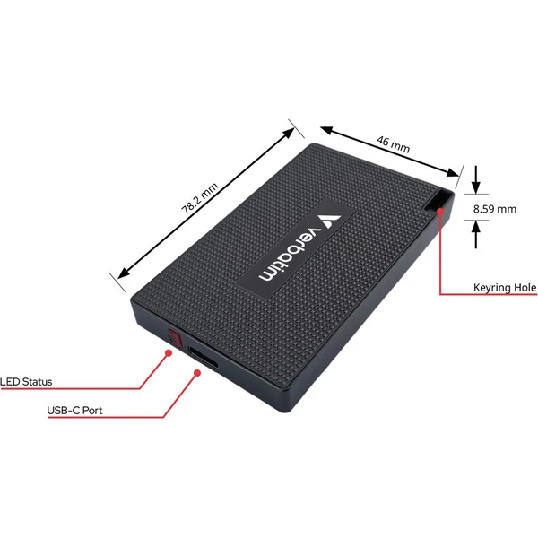 Verbatim Metal Mini SSD 512GB USB-C čierna - SSD - Obrázok R06S000K01