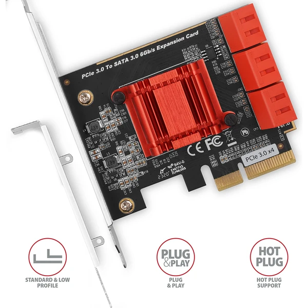 AXAGON PCES-SA6 PCIe radič 6x interný SATA 6G port - Radiče - Obrázok R0J0000P01