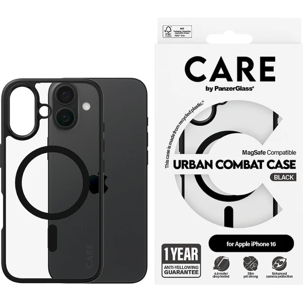 PanzerGlass® CARE kryt Apple iPhone 16 MagSafe Urban Combat čierny/čierny - Puzdra - Obrázok R108000P01