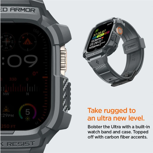Spigen Rugged Armor Pro remienok s puzdrom Apple Watch Ultra 3/2/1 (49mm) sivý - Remienky - Obrázok R1A1000P01