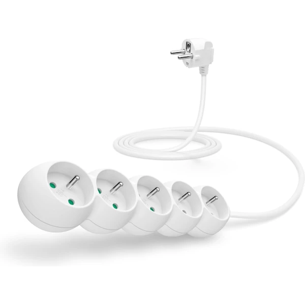 CONNECT IT predlžovací kábel 230V 5 zásuviek bez vypínača 2m biely - Zásuvky - Hlavný obrázok