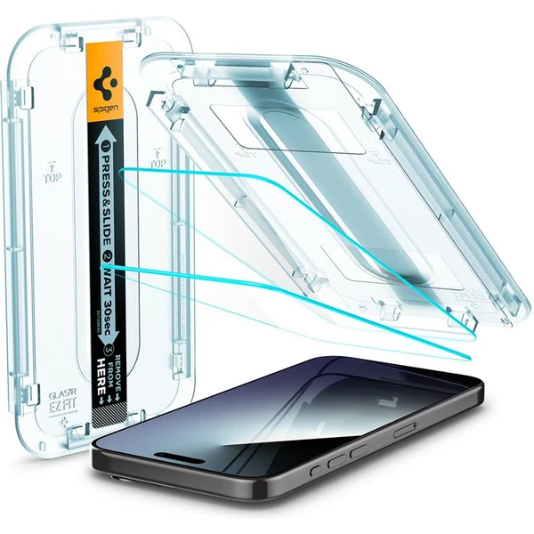 Spigen Glass tR EZ Fit 2 Pack tvrdené sklo iPhone 15 Pre číre - Ochranné fólie a sklo - Hlavný obrázok