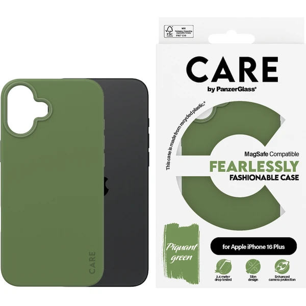 PanzerGlass® CARE kryt Apple iPhone 16 Plus MagSafe Fearlessly zelený - Puzdra - Obrázok R208000P01