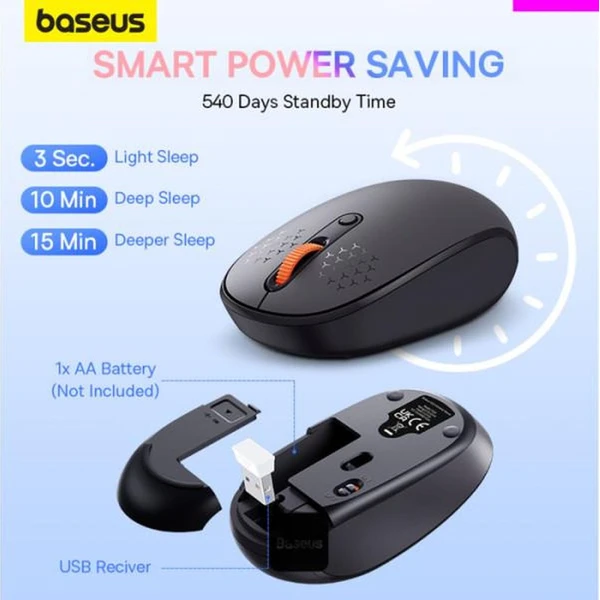 Baseus F01B Tri-mode bezdrôtová myš šedá - Myši - Obrázok R22R000K01