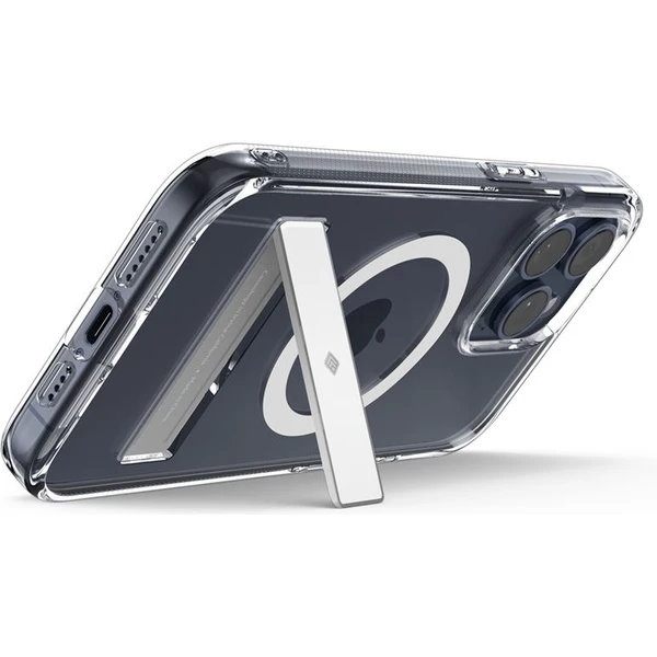 Spigen Caseology Capella kryt so stojanom s MagFit iPhone 15 Pro Max číry/biely - Puzdra - Obrázok R2W4000L01