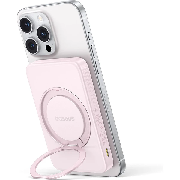 Powerbanka Baseus PicoGo Qi2 s otočným stojanom a bezdrôtovým nabíjaním 5000mAh 20W USB-C ružová - Powerbanky - Obrázok R3AE000N01