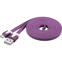 PremiumCord USB-A/MicroUSB plochý napájací kábel 2m fialový - Káble a redukcie