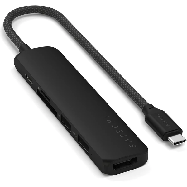Satechi 6v1 USB-C Slim viacportový adaptér čierny - USB huby - Obrázok R3UB000P01