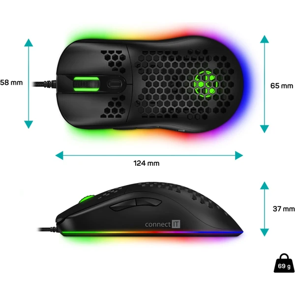 CONNECT IT BATTLE AIR 2 profesionálna optická herná myš + SW, 12800 DPI čierna - Myši - Obrázok R4N0000P01