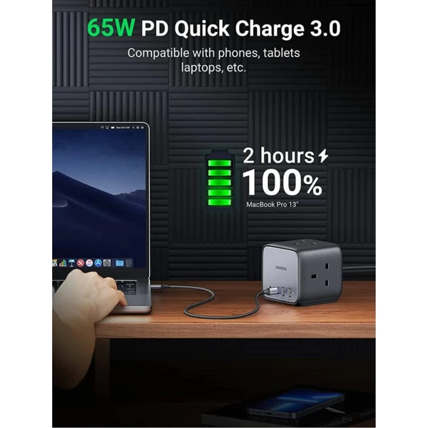 UGREEN DigiNest Cube 65W nabíjacia kocka s GaN - Zásuvky - Obrázok R790000N01