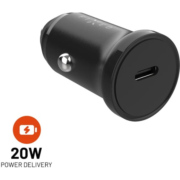 FIXED autonabíjačka s USB-C výstupom a podporou PD, 20W čierna - Nabíjačky - Hlavný obrázok