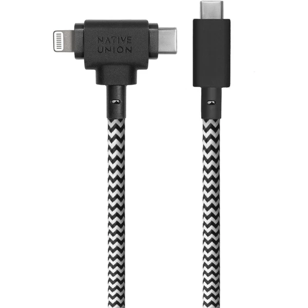 Native Union Belt Universal Cable (USB-C – Lighting/USB-C) 1,5 m, zebra - Káble a redukcie - Obrázok R842000J01