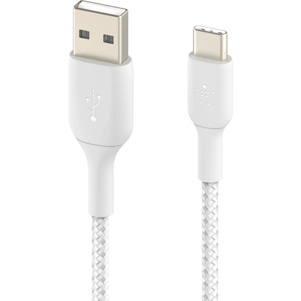 Belkin BOOST Charge Braided USB-C/USB-A odolný kábel, 3m, biely - Káble - Obrázok R8C9400301