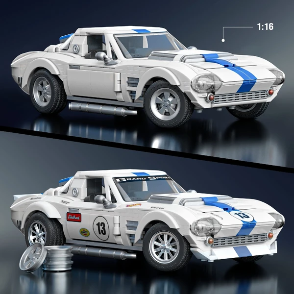 Mattel Brick Shop zostaviteľný model Hot Wheels - Corvette Grand Sport (Elite series) - Stavebnica - Obrázok RA6L000K01