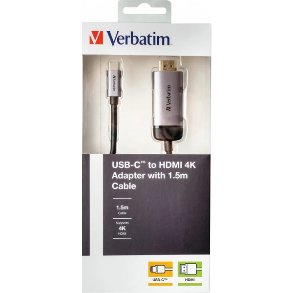 Verbatim USB-C/HDMI kábel 4K 1,5 m čierny - Káble a redukcie - Obrázok RAOR000301