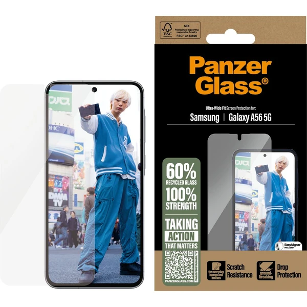 PanzerGlass® Ultra-Wide Fit sklo Samsung Galaxy A56 5G s inštalačným rámčekom - Ochranné fólie a sklo - Obrázok RAUC000K01