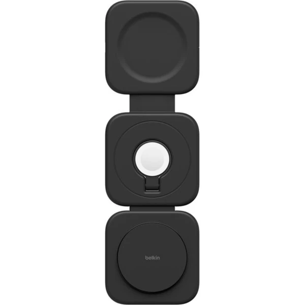 Belkin BOOST CHARGE PRE Qi2/MagSafe 3v1 bezdrôtová skladacia cestovná nabíjačka čierna (CZ adaptér) - Nabíjačky - Obrázok RAYP000K01