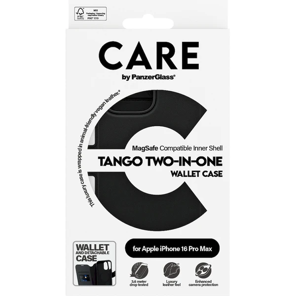 PanzerGlass® CARE puzdro Apple iPhone 16 Pro Max MagSafe Wallet 2v1 čierny - Puzdra - Obrázok RB08000P01