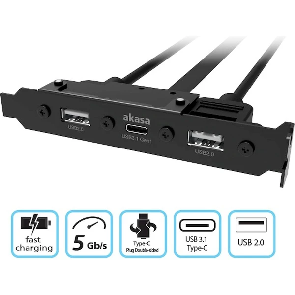 Akasa USB 3.1 gén 1 typ C a 2x Typ A 2.0 záslepka - USB huby - Obrázok RBBJ000K01