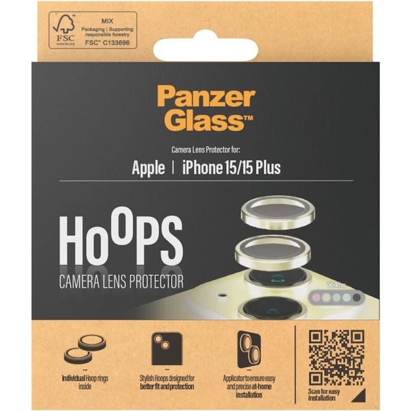 PanzerGlass HoOps ochranné krúžky Apple iPhone 15/15 Plus - žltý hliník - Ochranné fólie a sklo - Obrázok RBD1000O01